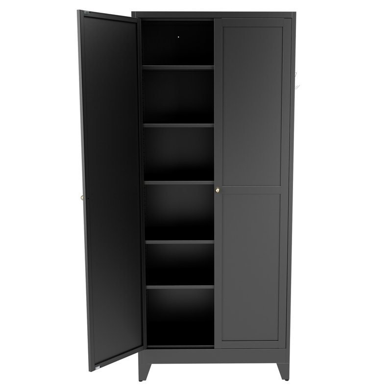 Armoire de cuisine 75 po en métal avec 5 tablettes réglables, capacité de 180 lb, rangement autoportant pour la cuisine et la salle à manger