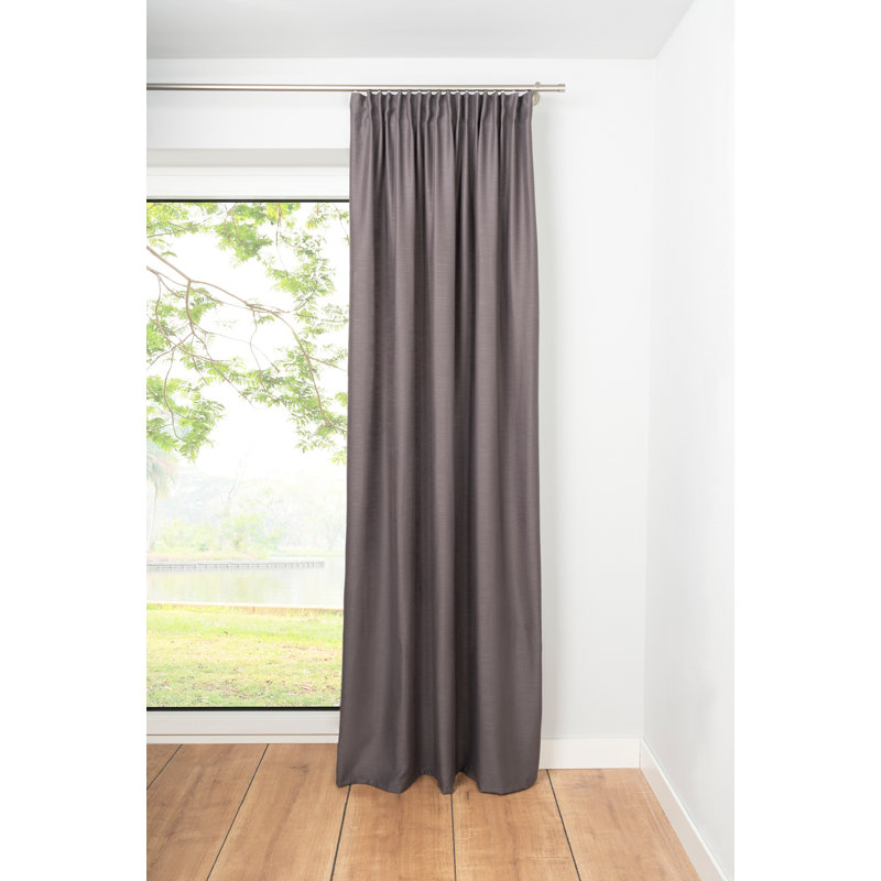 Save Tab Top Semi Sheer Curtain, Grey, 300 W x 135 D cm