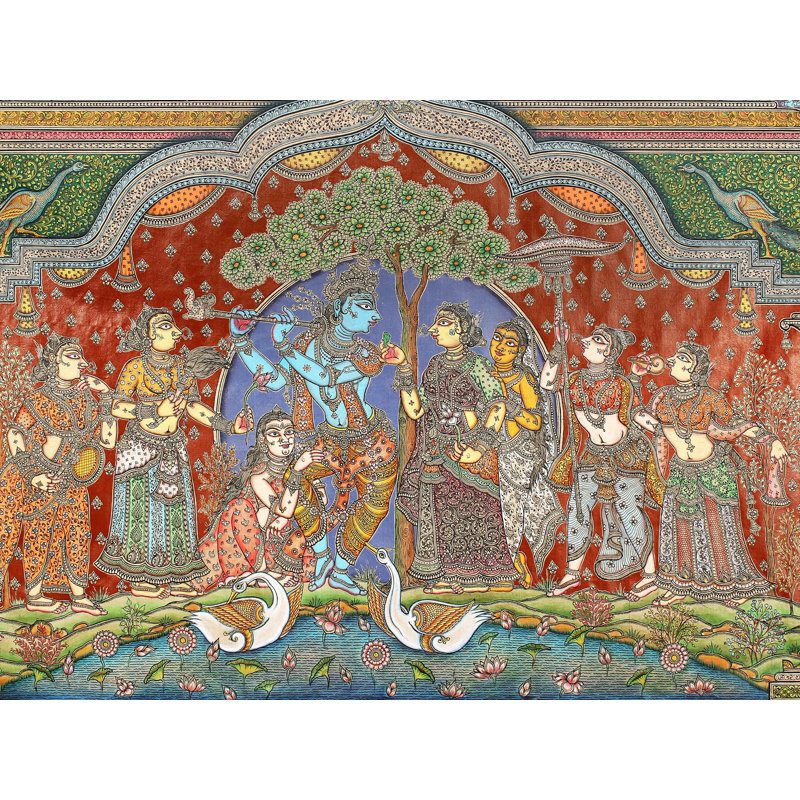 Lord Krishna | Art Odisha | Peinture de Patta sur soie de tussar