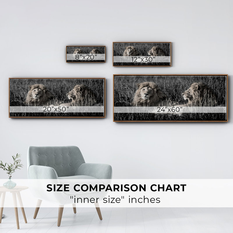 Mara Lions- Framed Canvas, 8" H x 20" W