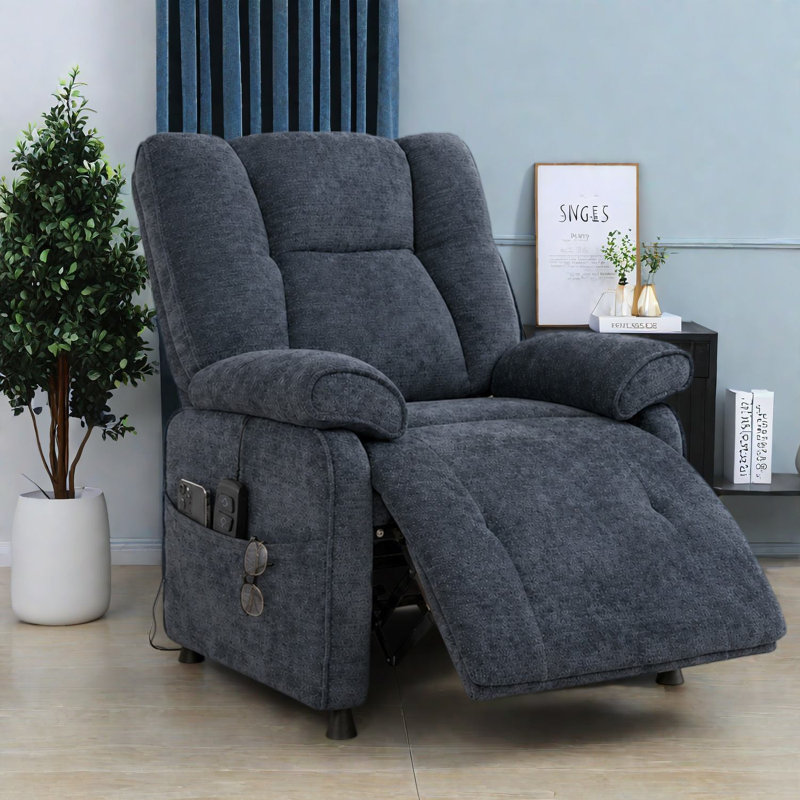 Fauteuil inclinable électrique avec rangement, chenille bleue, fauteuil de maison moderne et réglable, Bleu