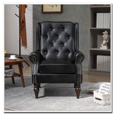 Fauteuil à structure en bois avec dossier capitonné
