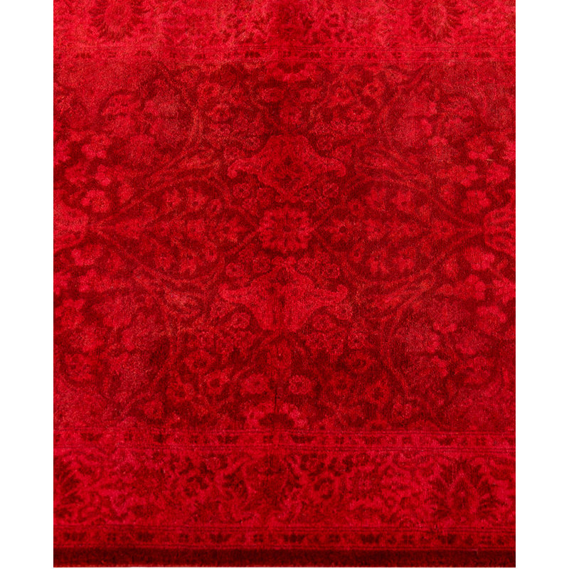 Overdyed Hand-Knotted Wool Modern-Contemporary Pink Runner 2' 6" x 7' 6"