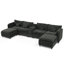 Canapé d'angle modulaire en L avec méridienne réversible, tiroir de rangement, port USB, noir à 6 places-1494159463