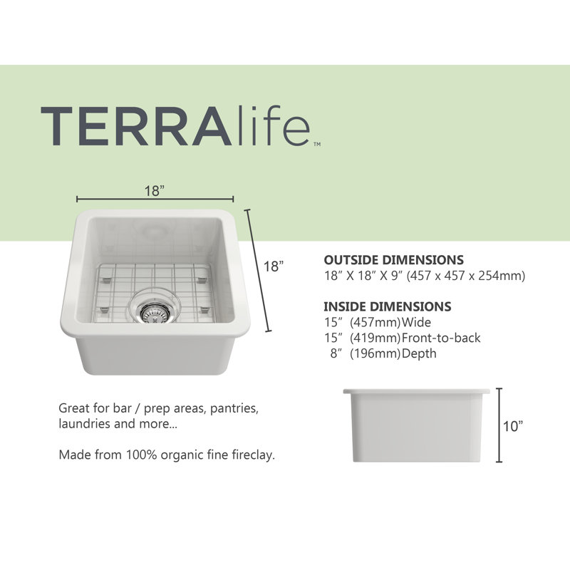 Terralife Torrey Évier de bar simple en blanc