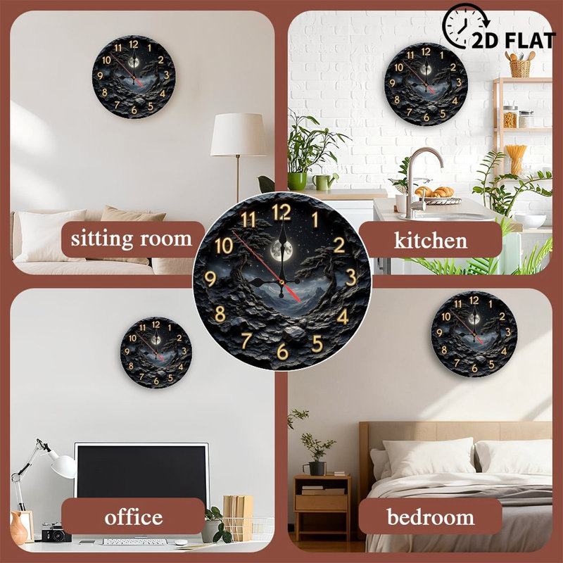 Stone Mountain Moonlit Night Wall Clock