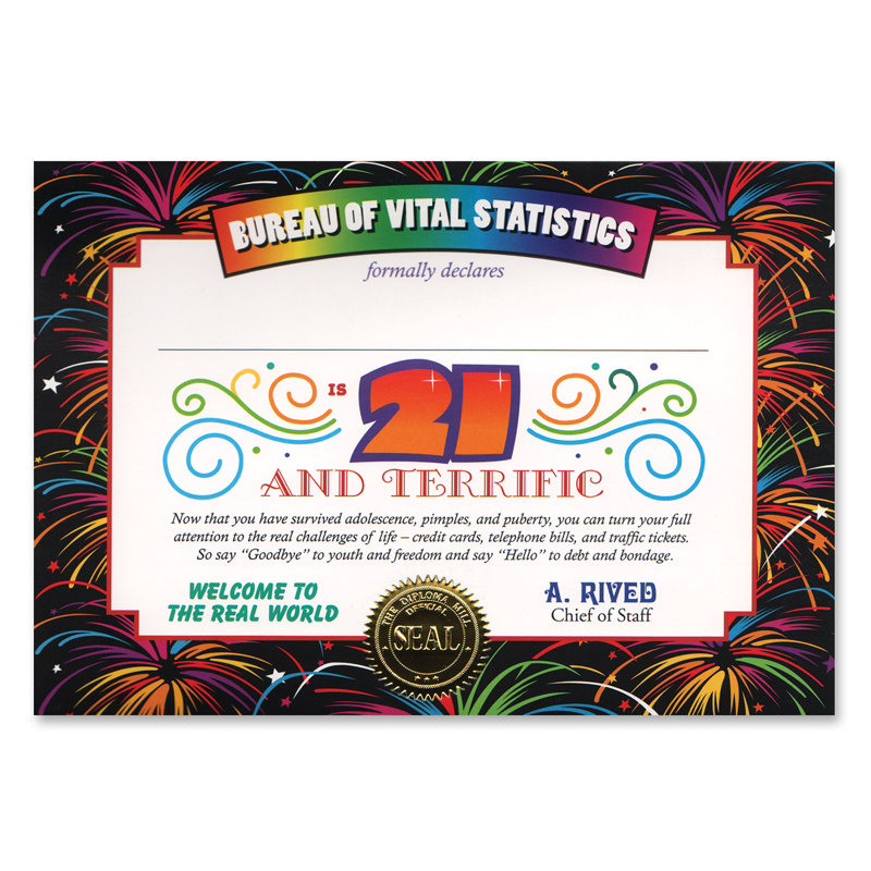 21 et excellent certificat