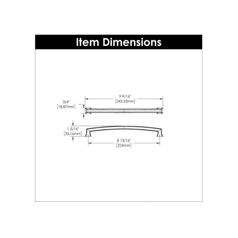 Bridges Collection Handle Pull - 8-13/16" Center to Center Cabinet Pull Oil-Rubbed Bronze Highlighted - Transitional, Deco Hardware for Drawers & Cabinets