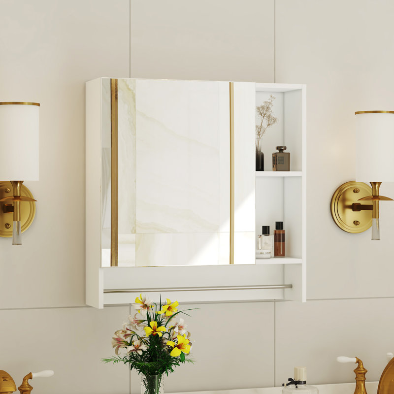 Bathroom Mirror Cabinet Wall Mounted, White
