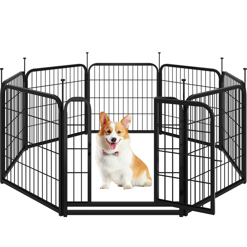 100cm H 8 Panel Metal Exercise Pen With Door, 60cm x 60cm