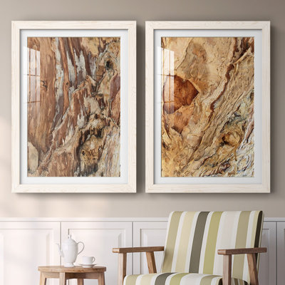 «Tree Texture Triptych I-Premium», reproduction encadrée prête à être accrochée