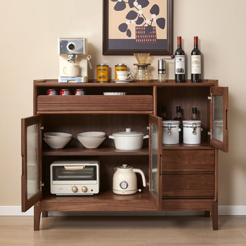 Multi-functional storage solid wood sideboard, H 38,58 po x l 55,11 po x P 15,74 po
