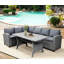 Ensemble de conversation modulaire en rotin 3 pièces avec coussin-1230070104