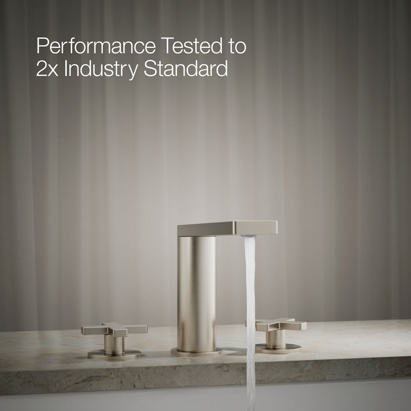 Composed Deck-Mount Bath Faucet With Cross Handles, Vibrant Brushed Nickel