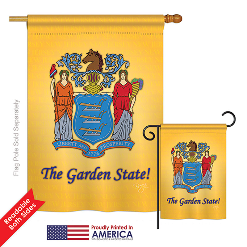 Drapeau de jardin décoratif en polyester à 2 faces New Jersey American States Impressions