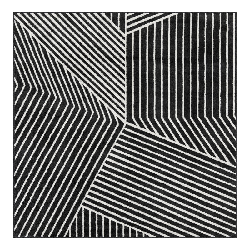 Latitude Run® Orkla Nikolis Rug Black, Square 7'10"