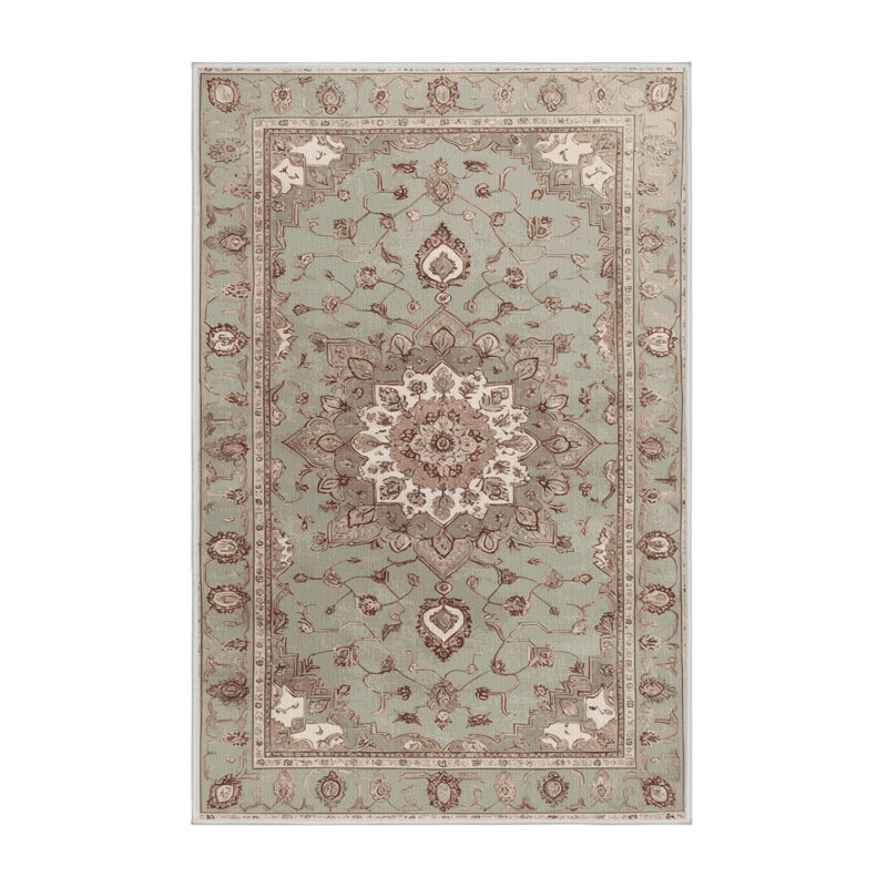 Machine Washable Tabriz Beige Area Rug, Runner 2' x 4'