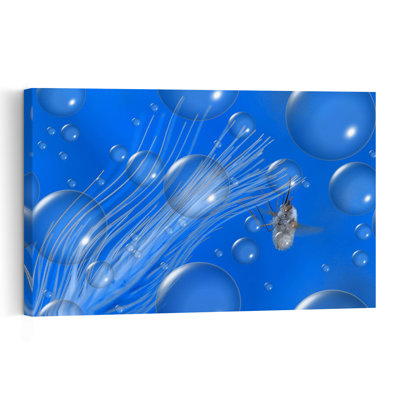 Dreamy Blue Bee Fly Abstract Dreamy Ethereal Bee Fly Wall Art Print 1 Piece Wrapped Canvas Wall Art