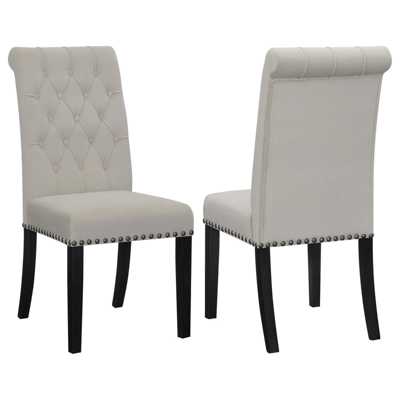 Ensemble de 2 chaises d'appoint capitonnées, Espresso rustique, Sable