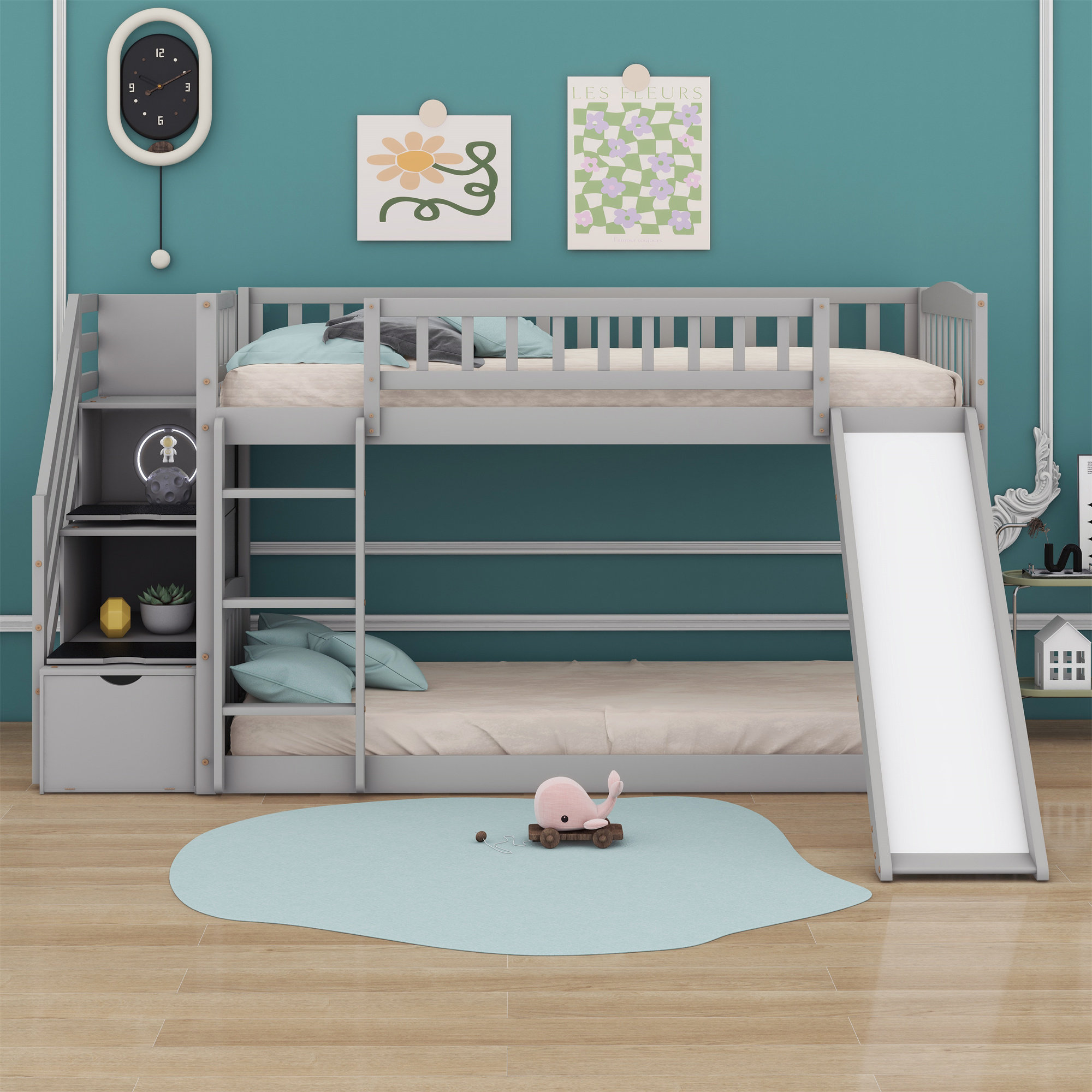 Harriet Bee Bunk Bed With Two Drawers And Slide - Wayfair Canada