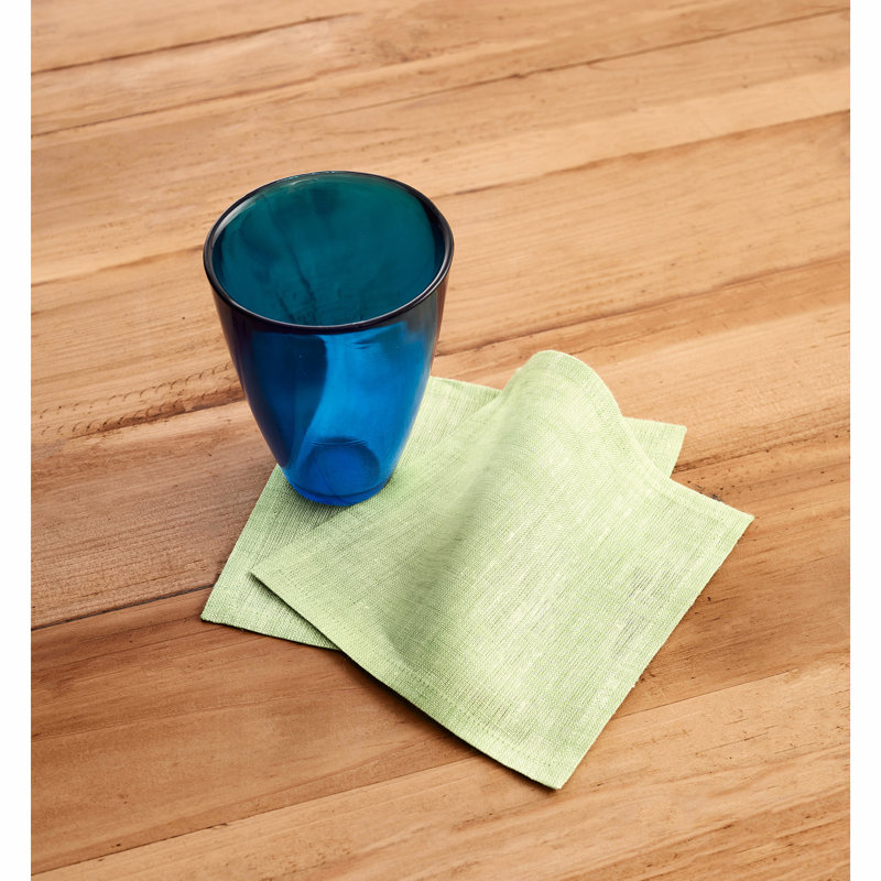100% Pure Linen Cocktail Napkins - Athena, 9" x 9", Sage Green