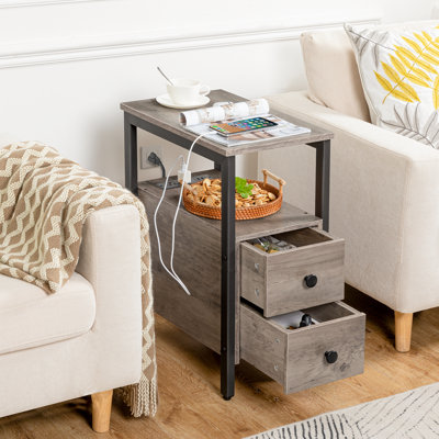 Artimon 24" H 2-Drawer End Table with Built-In Outlets