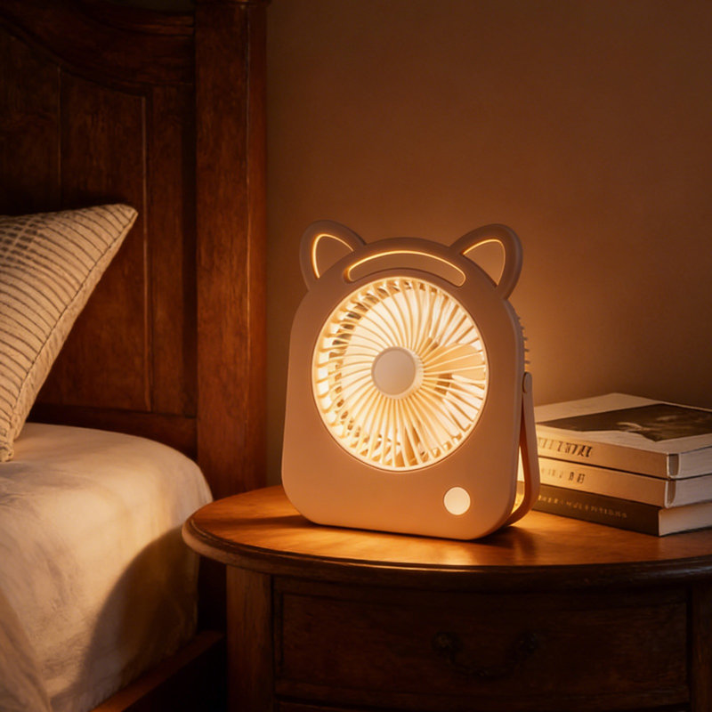 Kondieu Cute Cats's Ears, petit ventilateur, charge USB, trois vitesses, angle réglable, Coffee