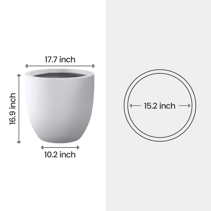 Pot à fleurs en béton Karola, Blanc, H 9 po x l 10 po x P 10 po