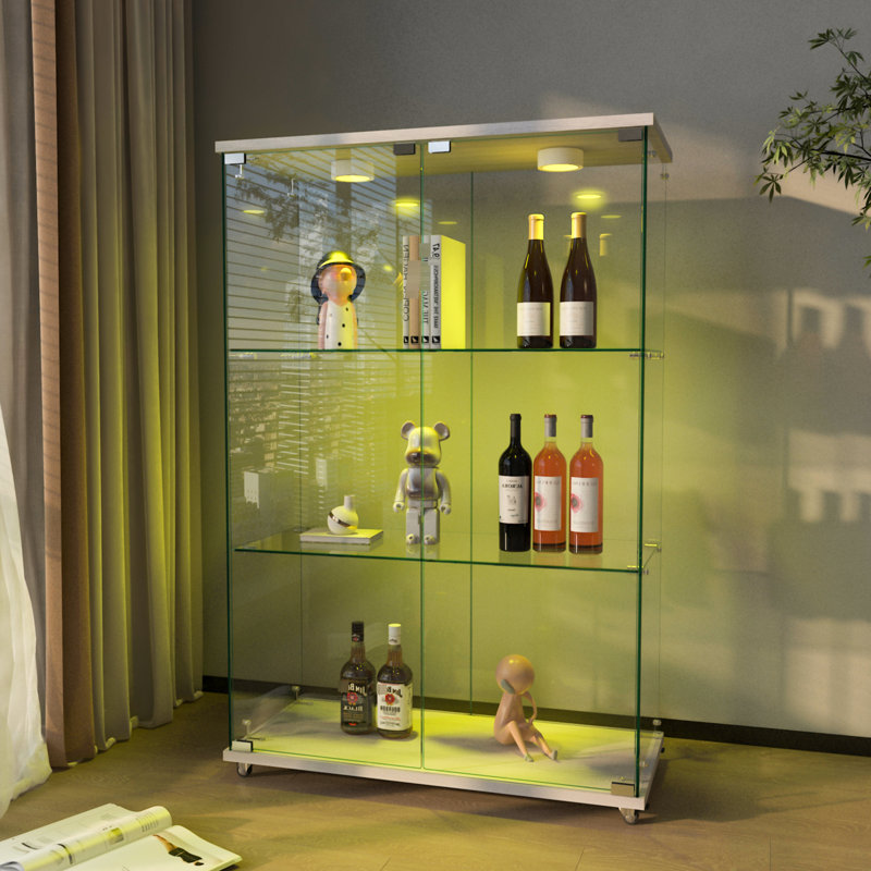 Vitrine moderne en verre avec lumières DEL