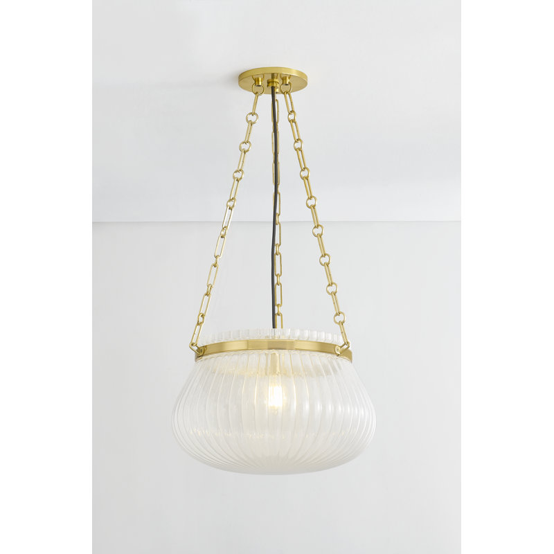 Granby 1 Light Pendant, 12" H x 17" W x 17" D, Aged Brass