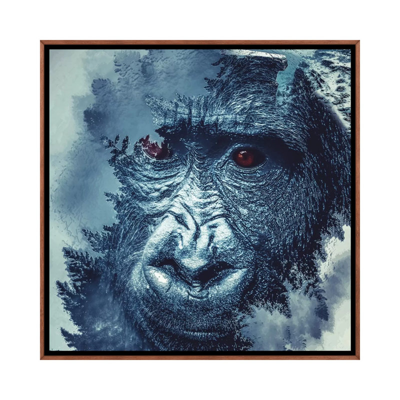 Gorilla by Paul Haag - Print on Canvas, 93.98 cm H x 93.98 cm W, Classic Brown Wood Framed