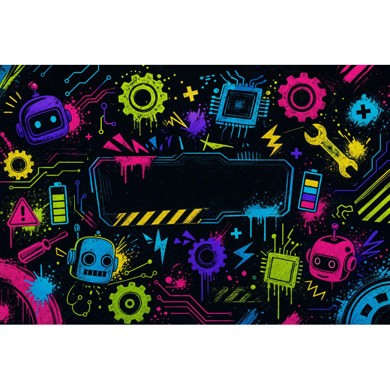 Décoration murale amovible Robotics, 100 po x 96 po, Non tissé