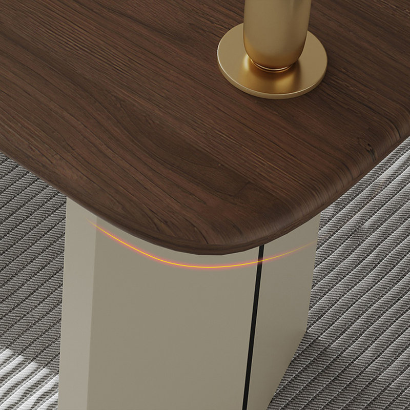 Bureau rectangulaire en bois manufacturé brun noisette + kaki, H 29,53 po x l 55,12 po x P 25,59 po