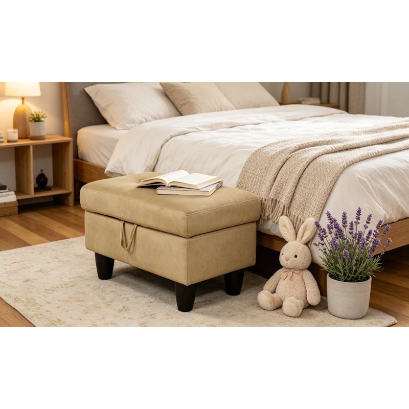Repose-pieds rembourré en flanelle avec repose-pieds Athiste, Velours brun clair