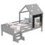 Lit plateforme double avec escalier bas et fenêtre - Lit pour enfant en bois massif avec bibliothèque et tableau noir, gris (sans sommier)-1355248541-1355248512