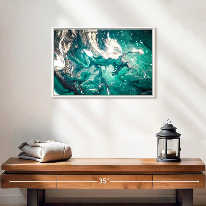 Silvana Teal, Floating Frame White, 19" X 13"