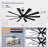 62"/72 Ceiling Fan with Light,Reversible DC Motor,3-Color-Temp LED,Remote Control-128991770-128991769