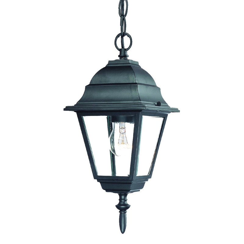 Luminaire suspendu d'extérieur en verre biseauté, Noir mat