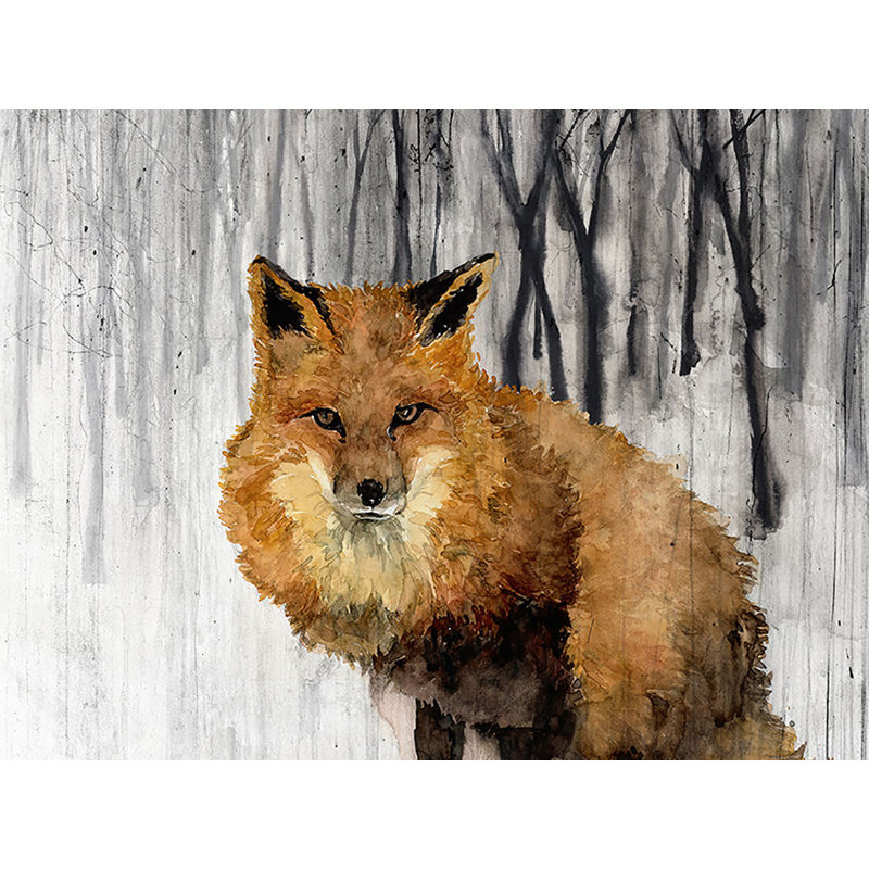 Snowy Fox Painting by Beverly Fuller, 30" H x 40" W x 1.5" D, Image Brush Gel