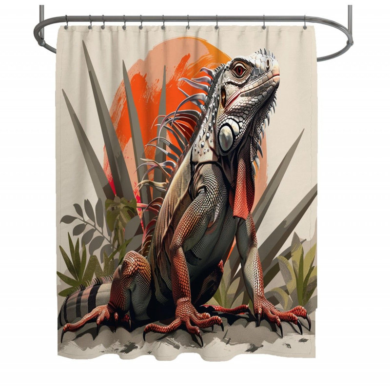 Rideau de douche Iguana - Décoration de salle de bain reptile, H 93 po x l 70 po