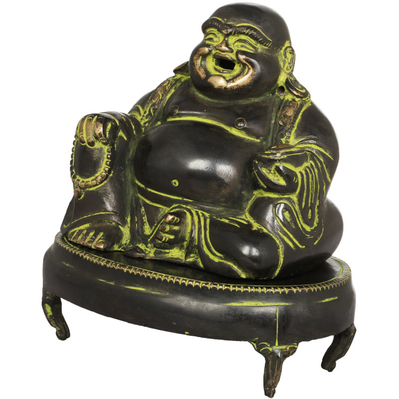 Brûleur d'encens Laughing Buddha, Noir