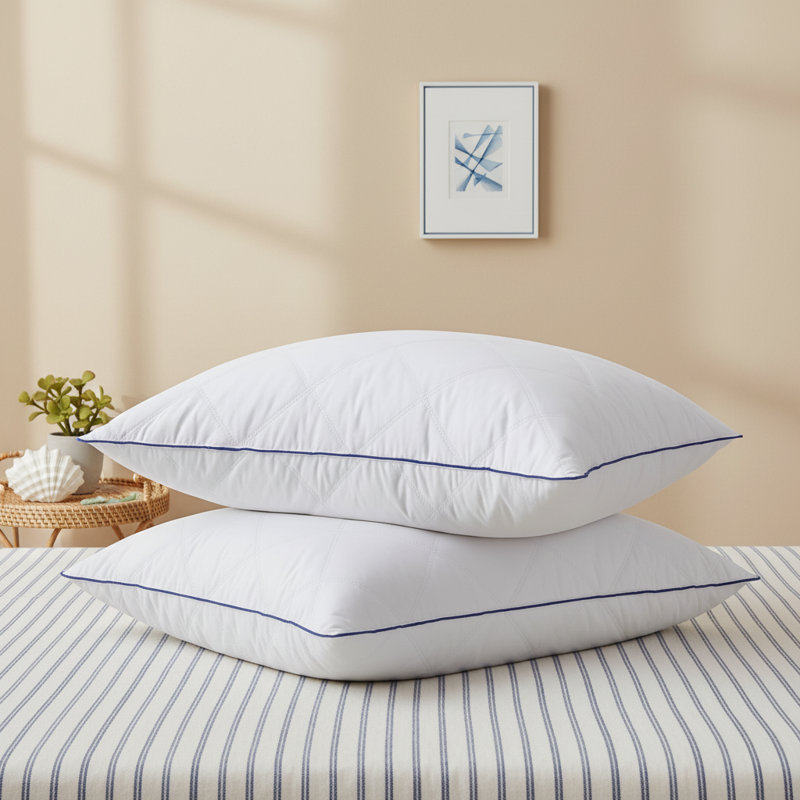 2 Pack Hotel Goose Feather Soft to Medium Bed Pillows for Side & Back Sleepers, Standard