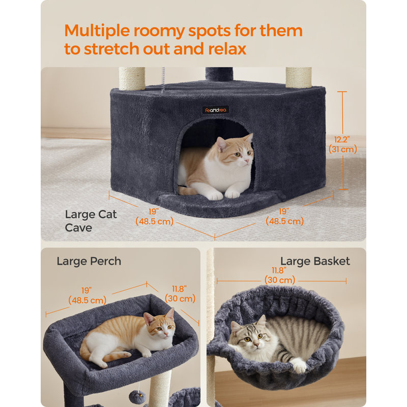 140.7cm H Cat Tree, Dark Grey