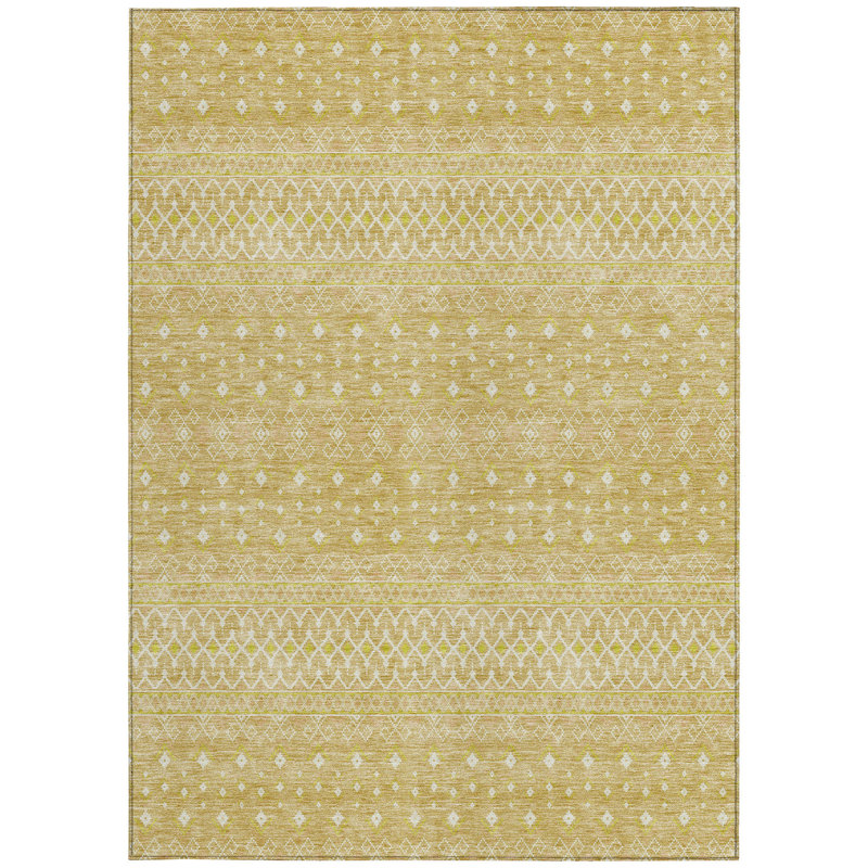 Tapis tribal lavable intérieur / extérieur ivoire et taupe 10 pi x 14 pi