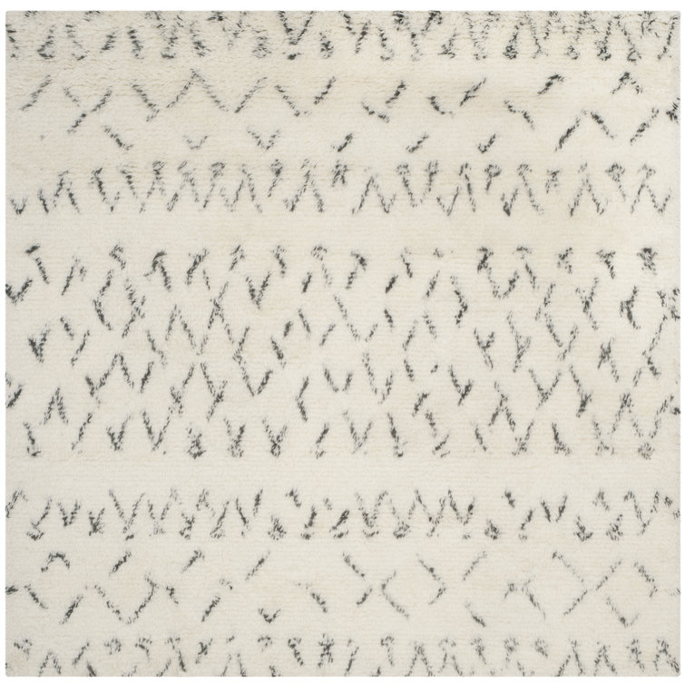 Aderhold Hand Tufted Nz Wool/Cotton Southwestern Rug in Ivory/Gray