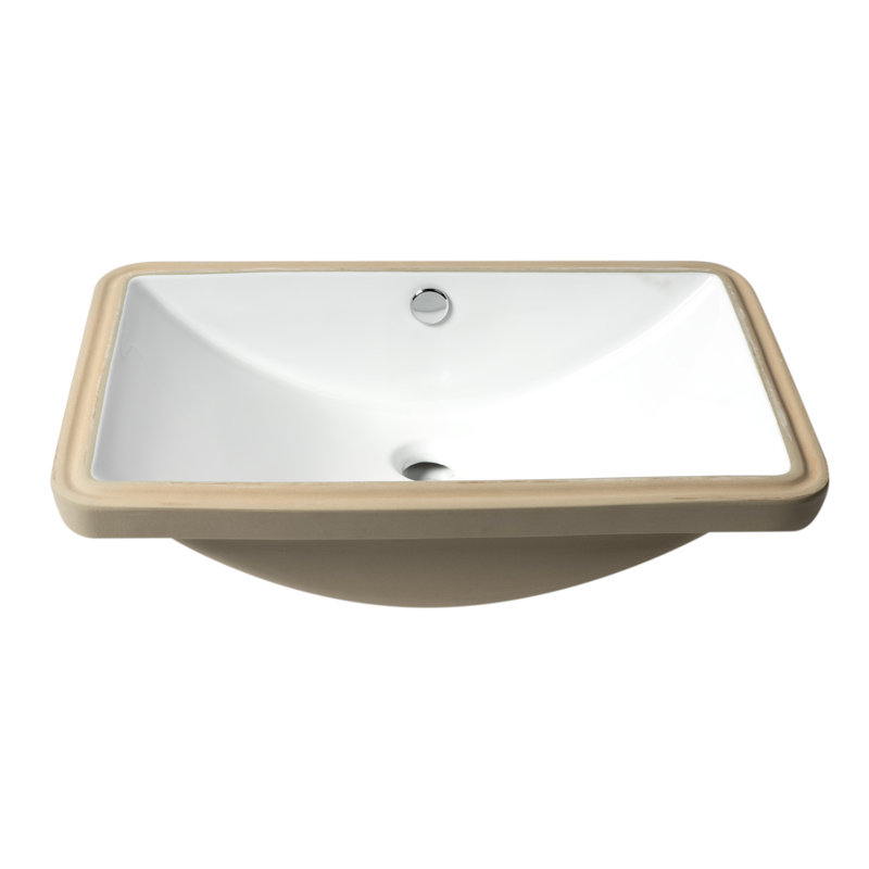 Lavabo de salle de bain rectangulaire encastré blanc avec trop-plein