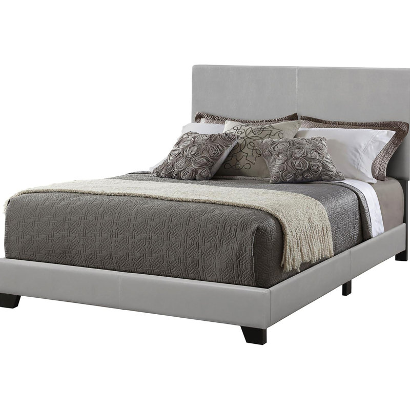 Lit de chambre moderne gris avec forme allongée - Lit tapissier requis pour soutenir le sommier, Gris, Lit double
