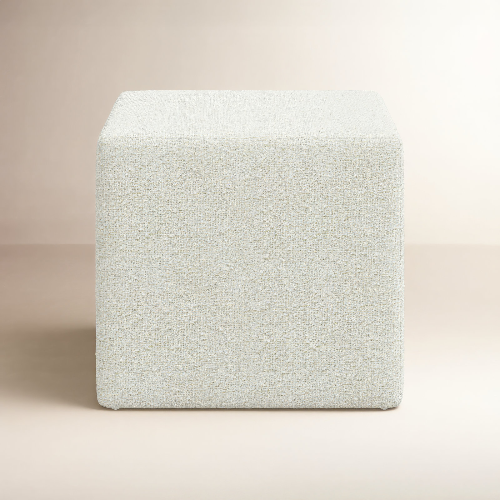 Era Upholstered Ottoman, Classic Snow Boucle