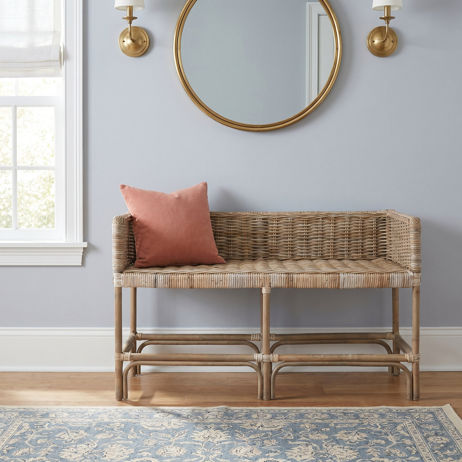 Raye Wicker Woven Accent Bench