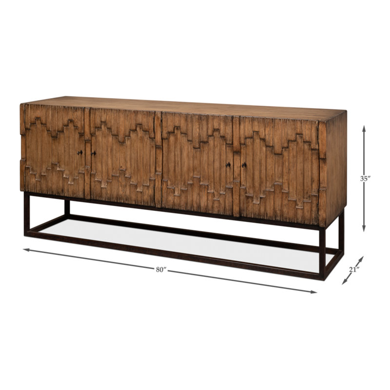 Aztec 80'' W Solid Wood Sideboard, Brown